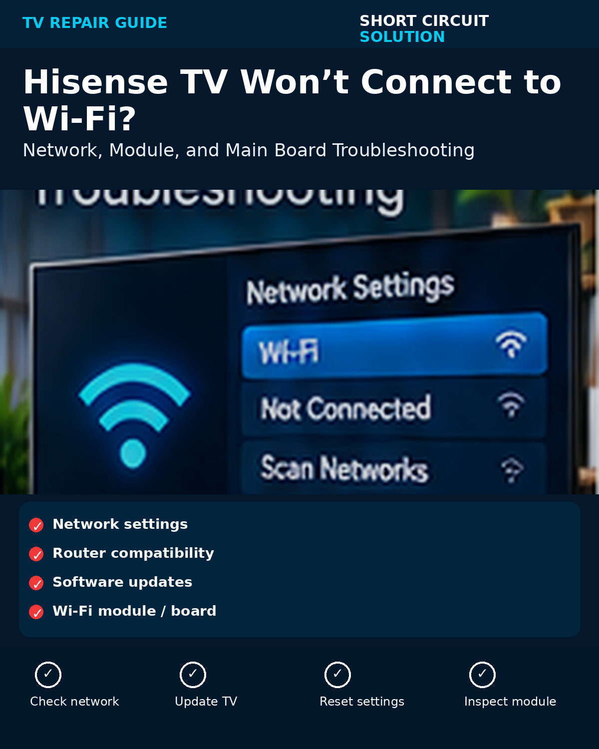 Hisense TV Won’t Connect to Wi-Fi? Network, Module, and Main Board Troubleshooting