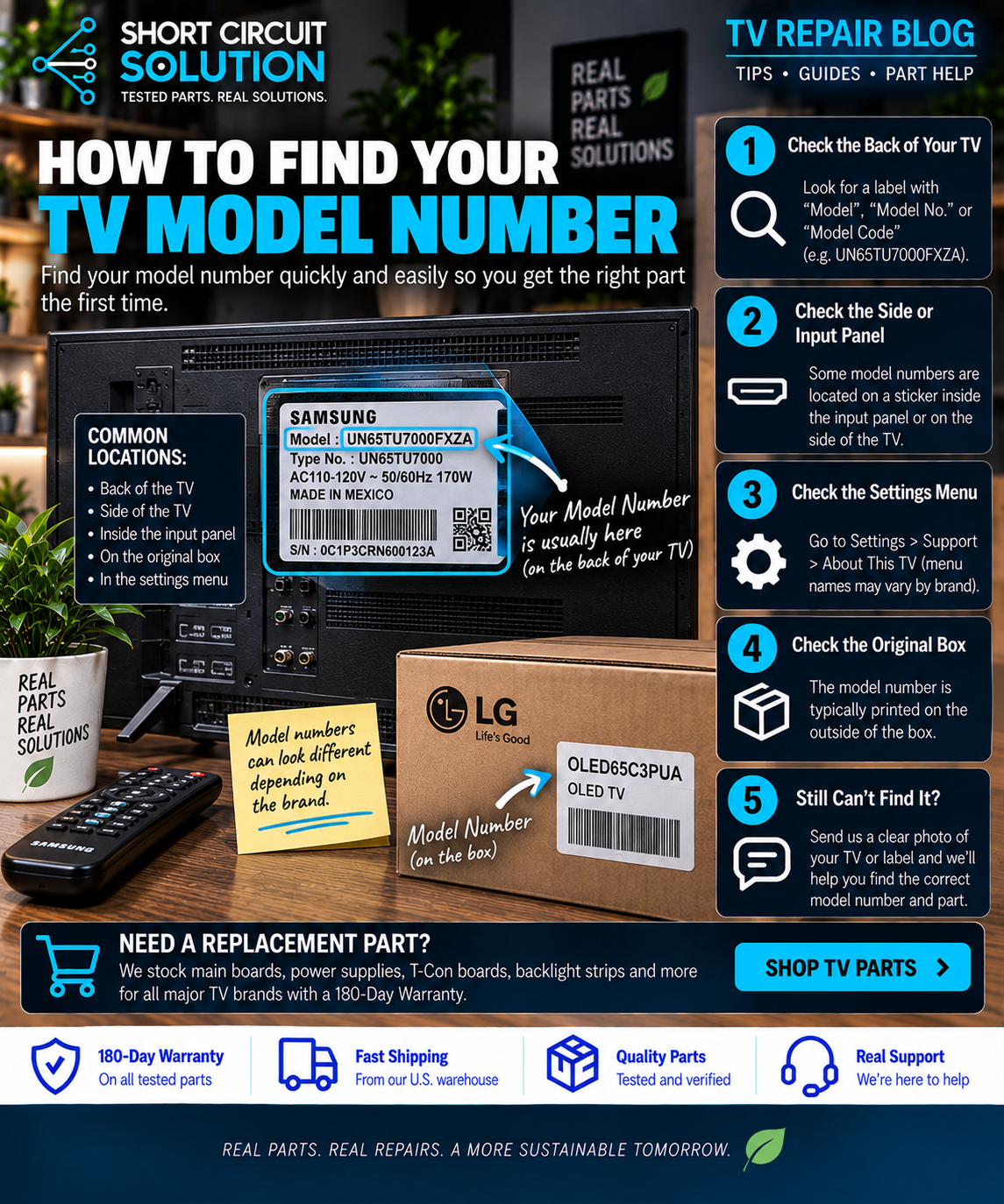 How to find your TV model number guide - Short Circuit Solution