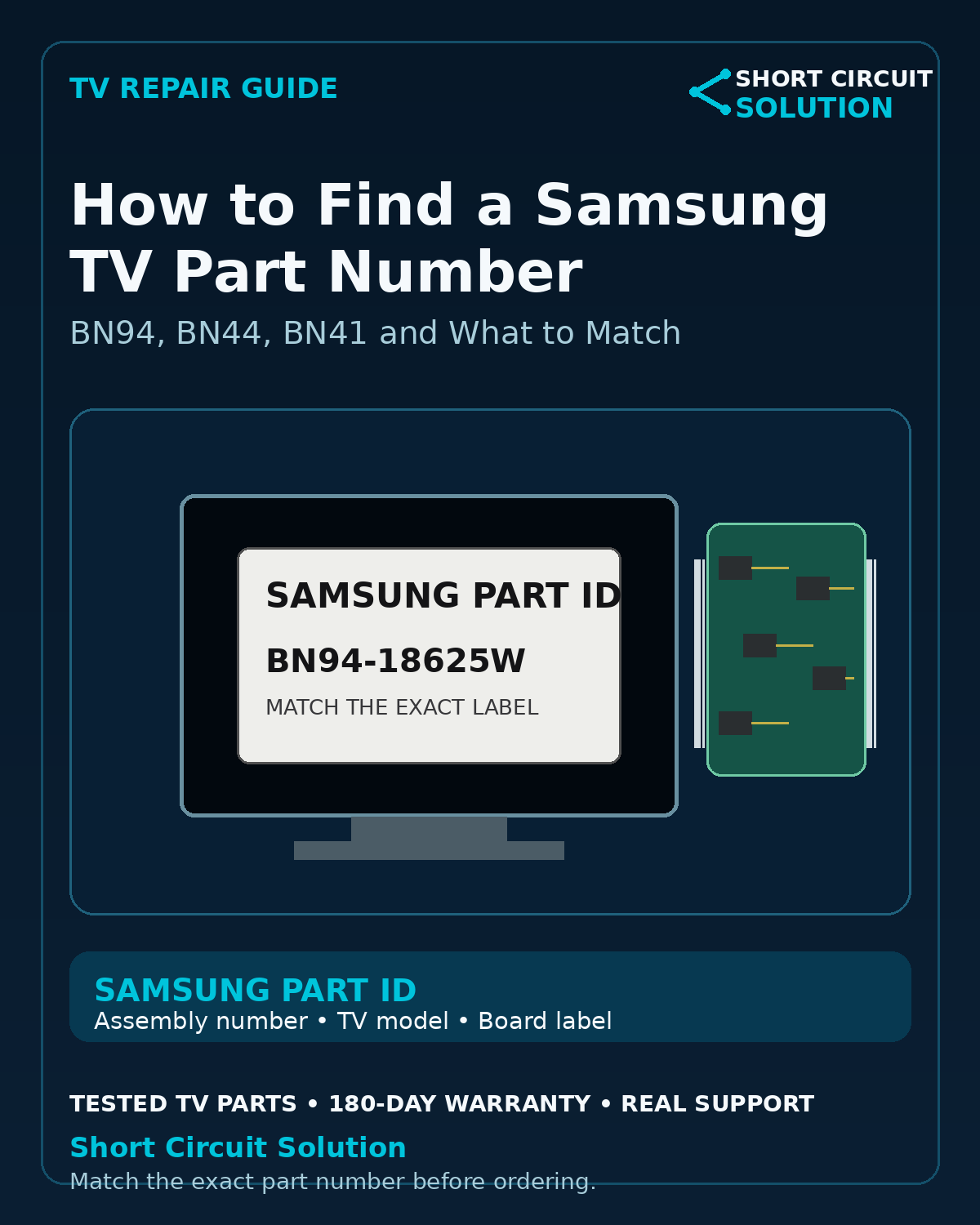 Samsung TV part number identification guide - Short Circuit Solution