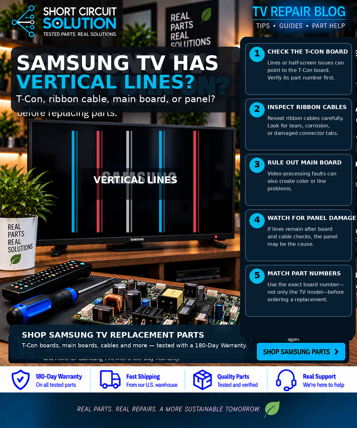 Samsung TV vertical lines troubleshooting guide - Short Circuit Solution