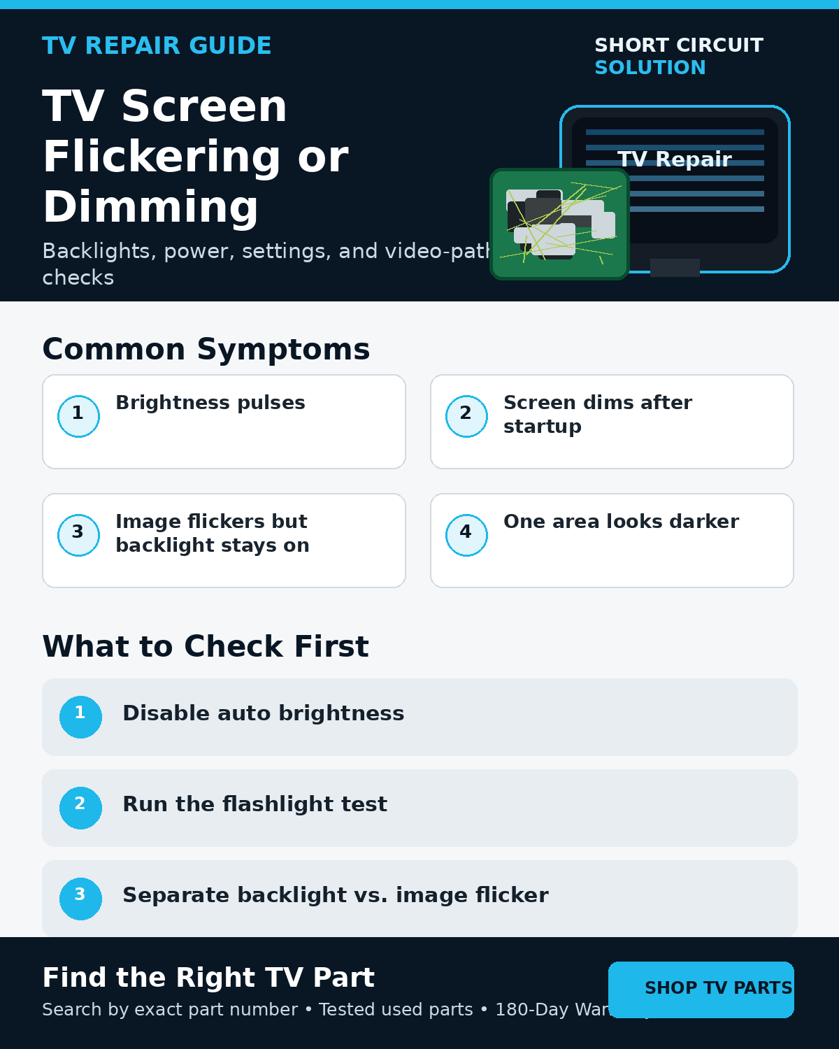 TV screen flickering and dimming troubleshooting guide