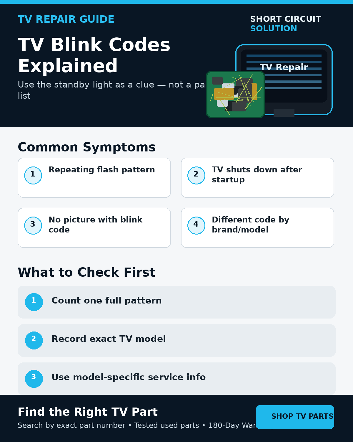 TV blink codes flashing standby light troubleshooting guide