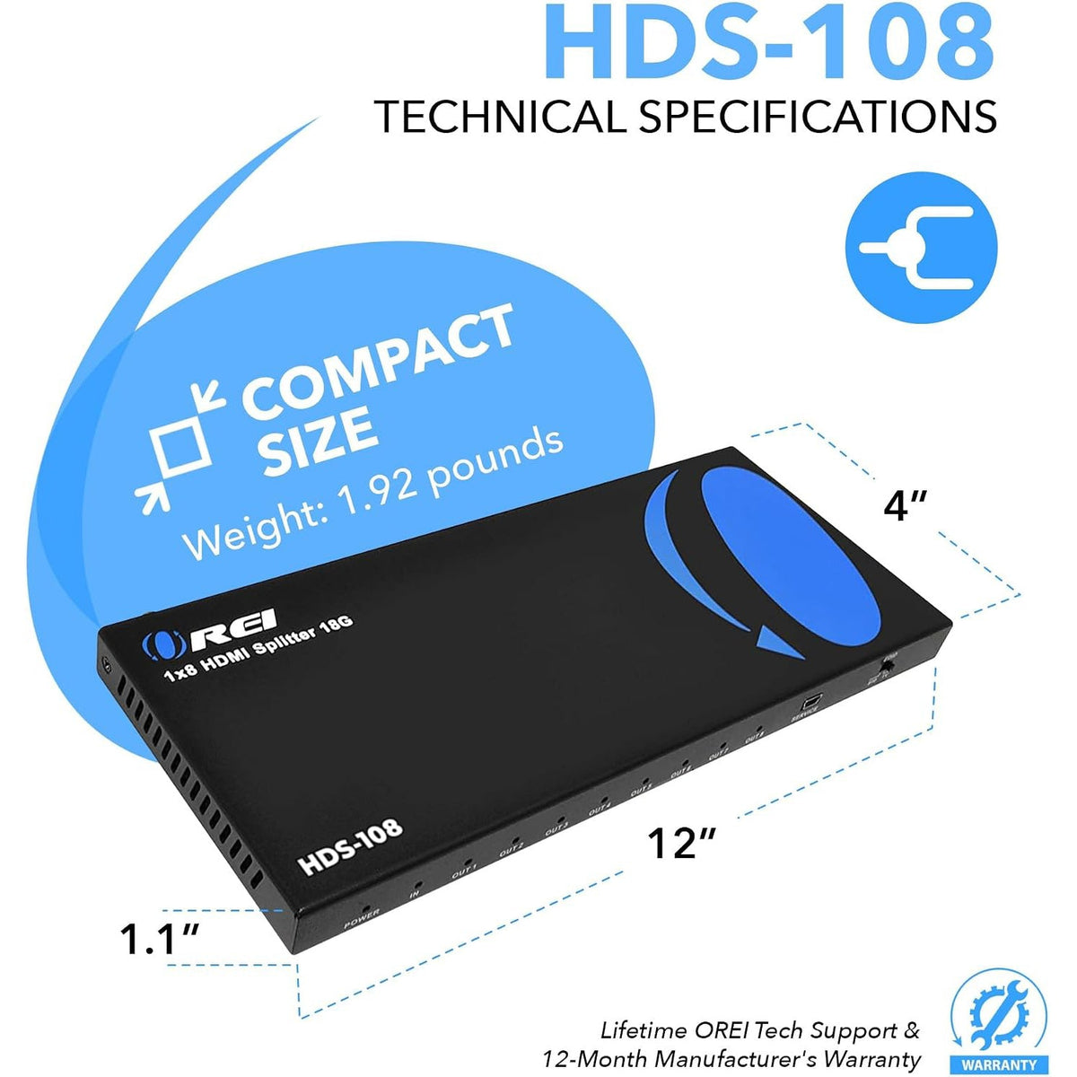 4K@60Hz 1x8 HDMI™ Splitter (HDS-108)