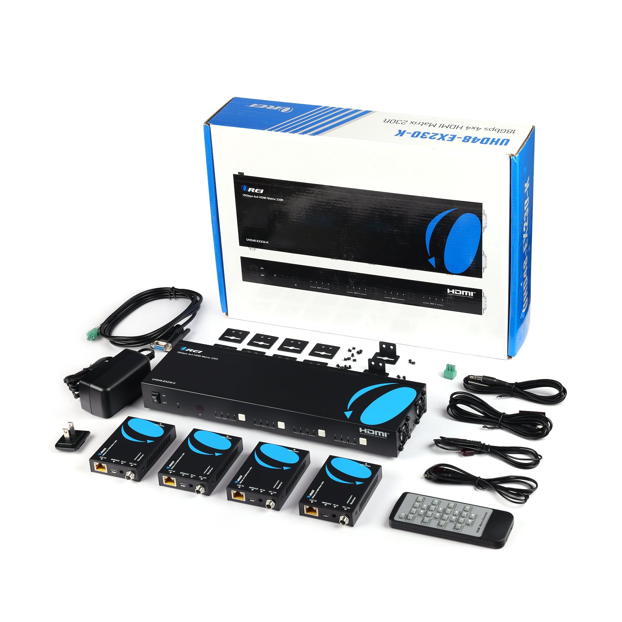 4K@60hz 4x4 HDMITM Matrix Extender (Loop) 230ft (cat6)-UHD48-EX230-K