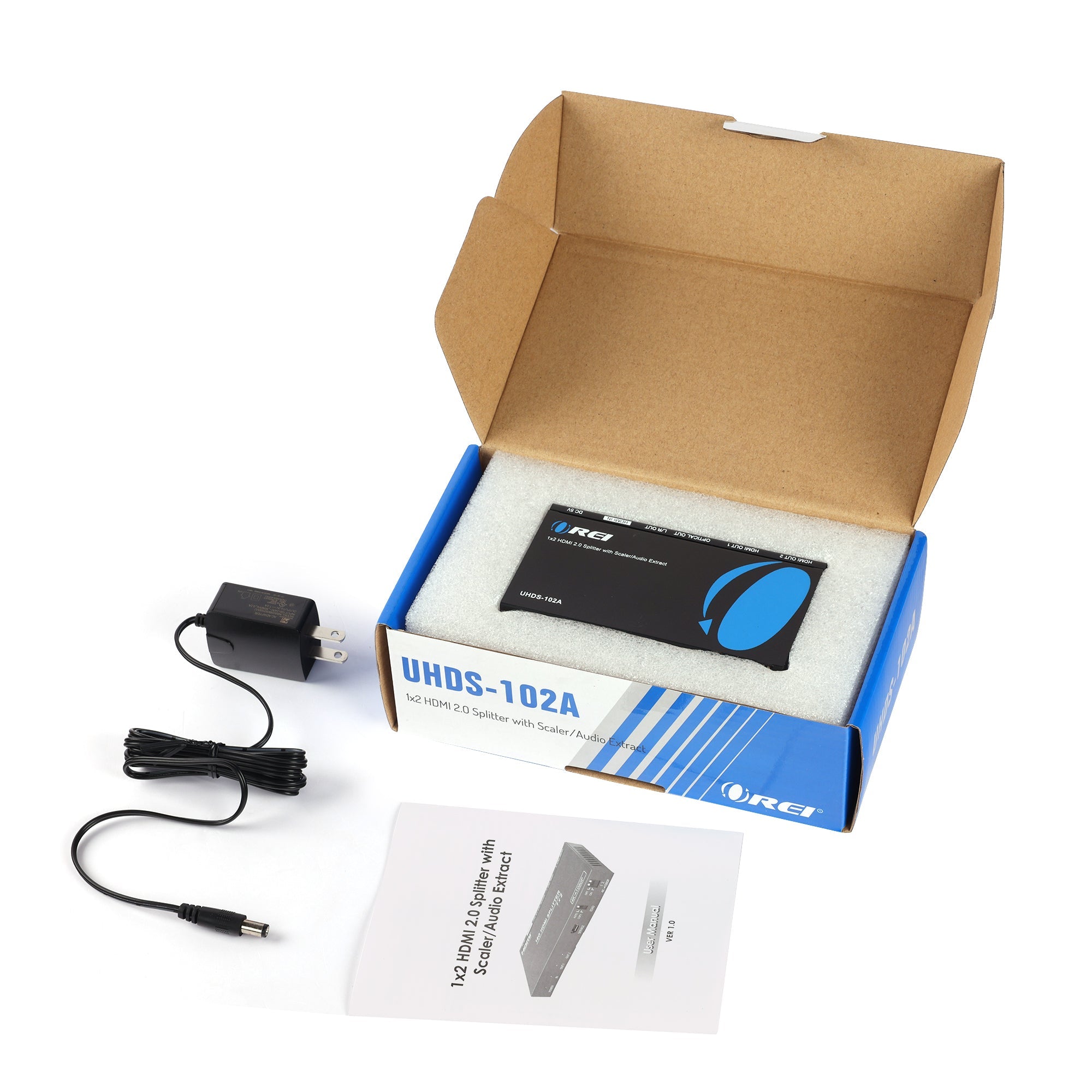 4K@60Hz 1x2 HDMI™ Splitter (Downscaler, Audio Extract)-UHDS-102A