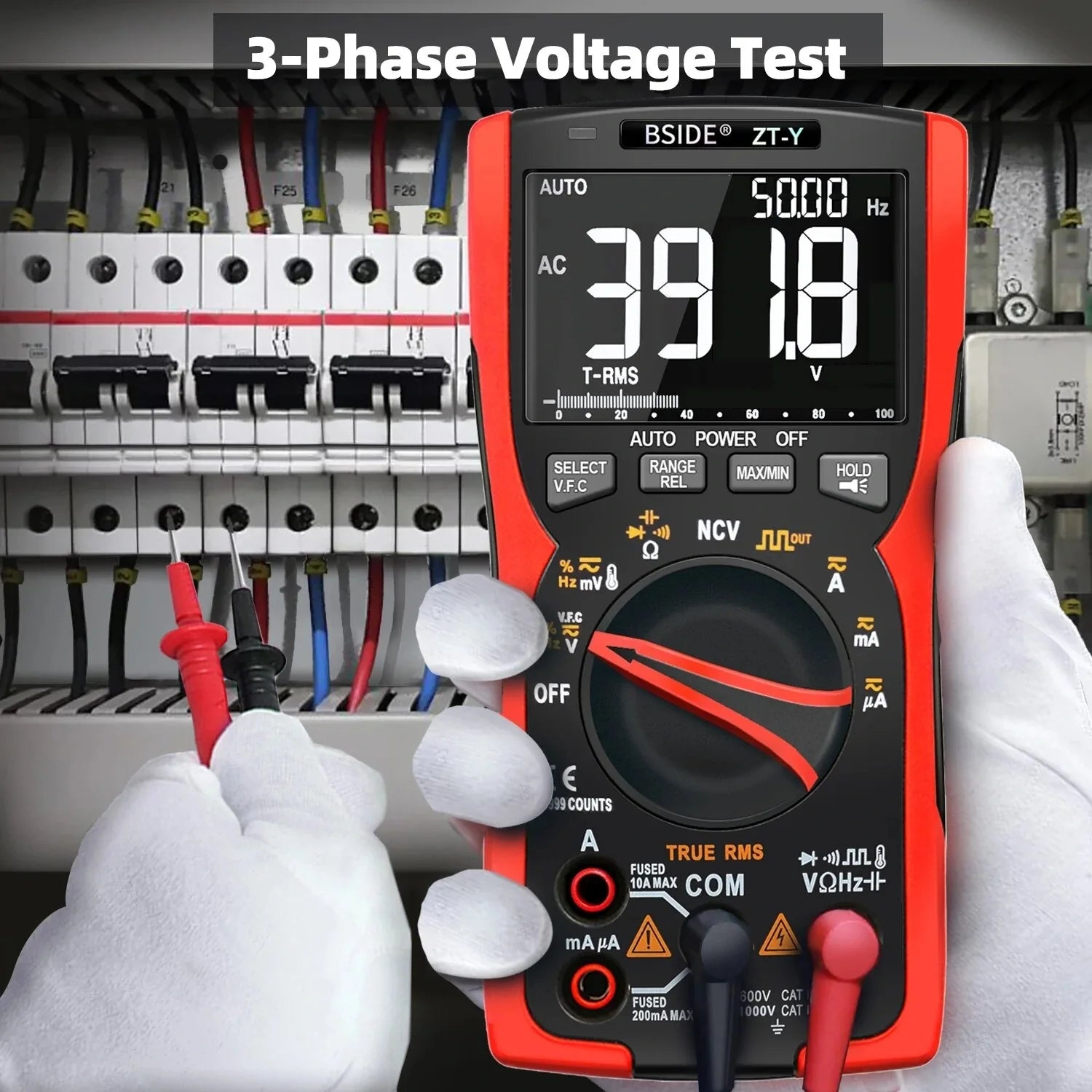 BSIDE ZT-Y True RMS Digital Multimeter 9999 Counts Auto-Range Tester