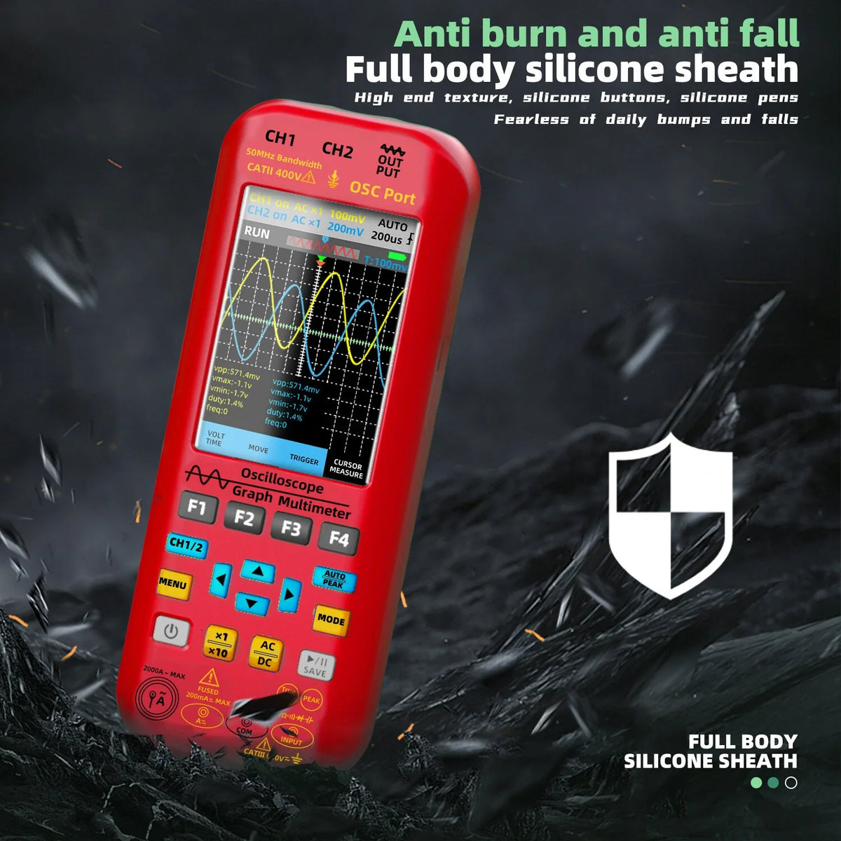 BSIDE O9 Dual Channel 50MHz Handheld Oscilloscope Multimeter Signal Generator