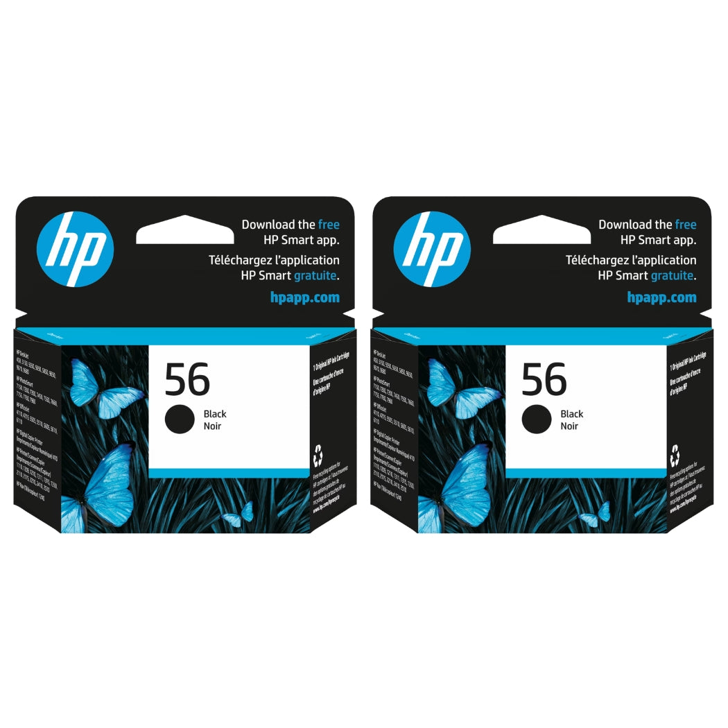 New, Pre-Owned - HP 56 (C6656AN) Black 2PK Ink Cartridges