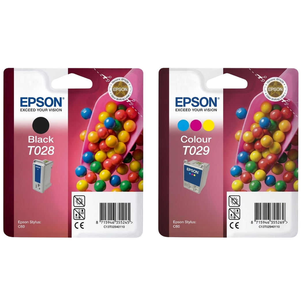 New, Pre-Owned - Epson T028 Black T029 Color Ink Cartridges