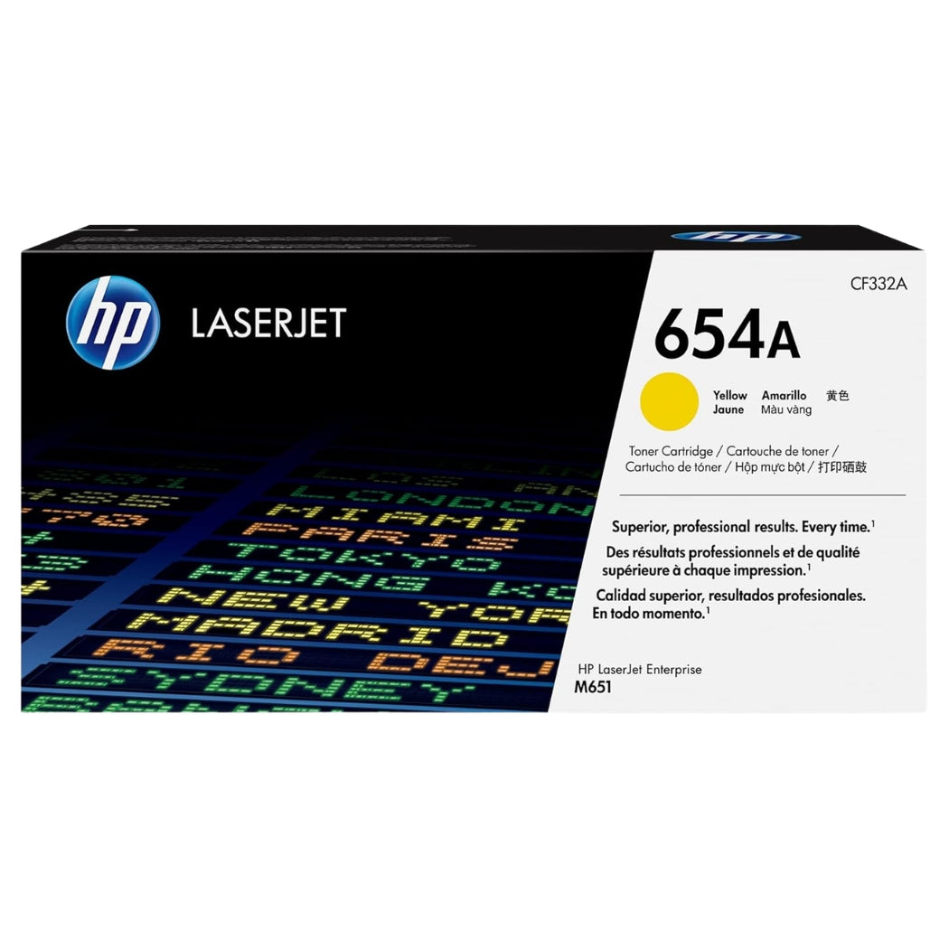 New, Pre-Owned - HP 654A Yellow LaserJet Toner Cartridge, CF332A