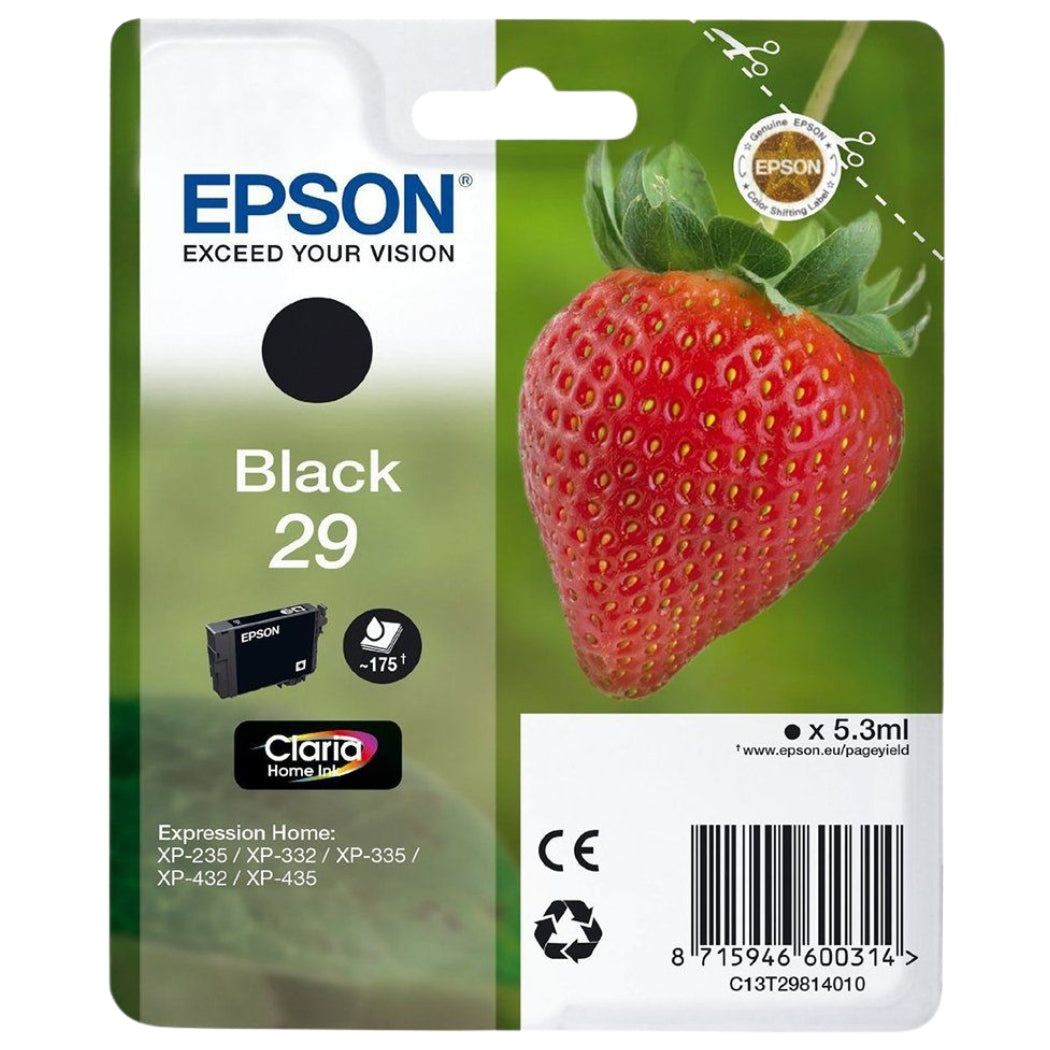 New, Pre-Owned - Epson 29 Black Ink Cartridge, C13T29814010