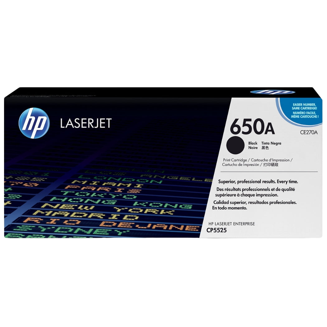 New, Pre-Owned - HP 650A Standard-Yield Black Laser Toner Cartridge, CE270A