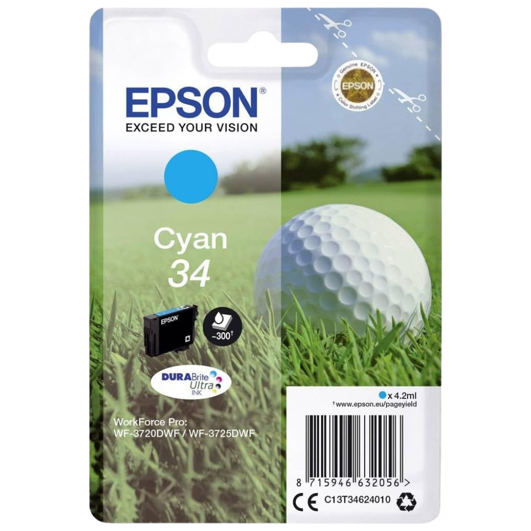 New, Pre-Owned - Epson 34 (T0342) Cyan Ink Cartridge