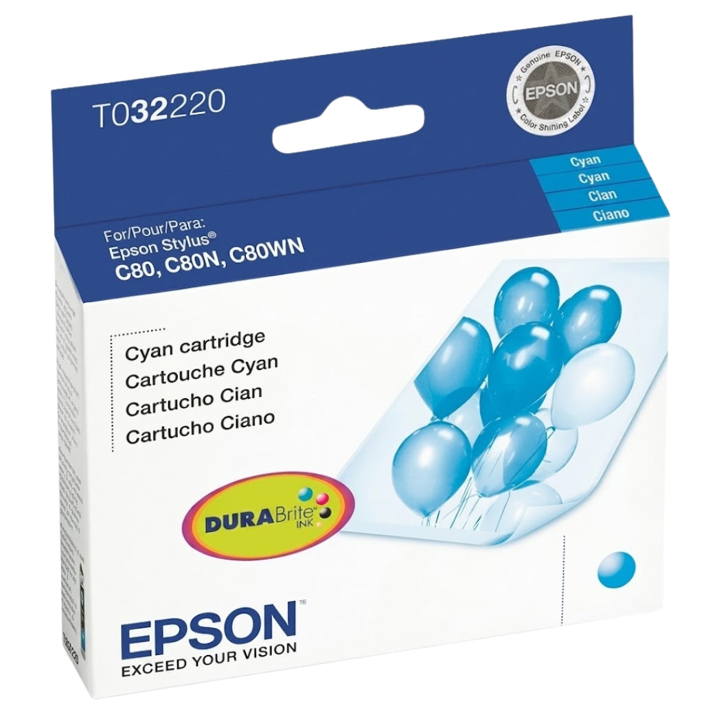 New, Pre-Owned - Epson T032 Standard-Yield Cyan Ink Cartridge, T032220