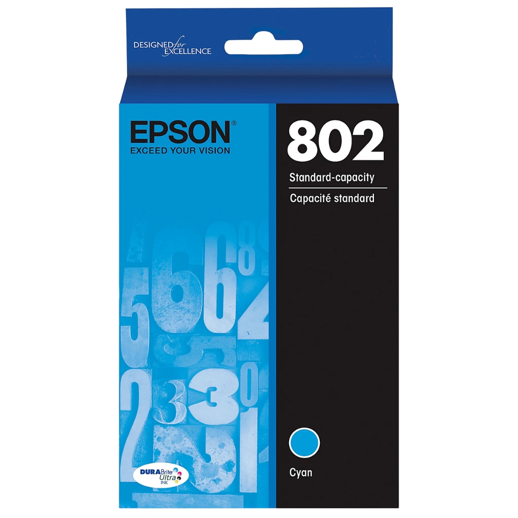 New, Pre-Owned - Epson T802 Standard Yield Cyan Ink Cartridge,T802220-S
