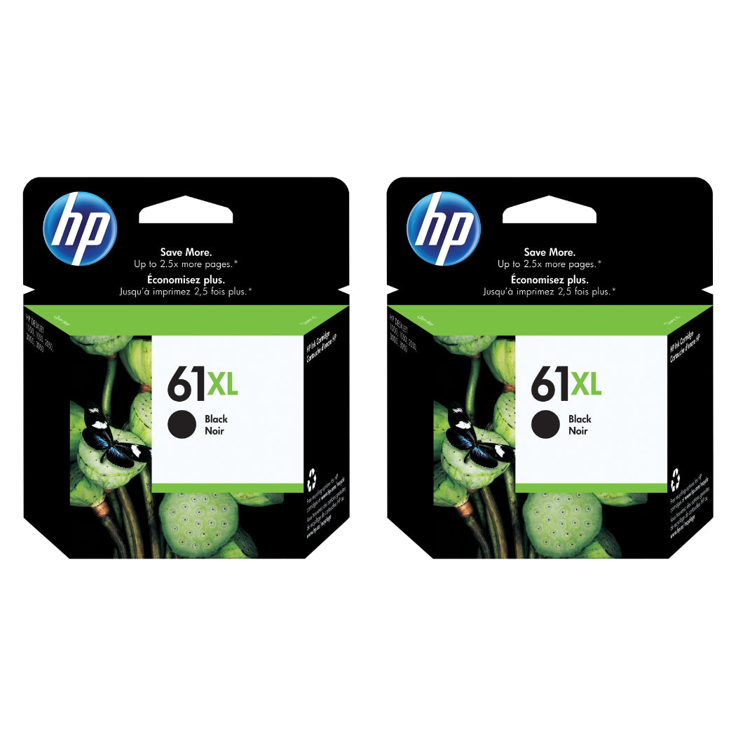 New, Pre-Owned - HP 61XL Black (CH563WN) Ink Cartridge- Twin Pack