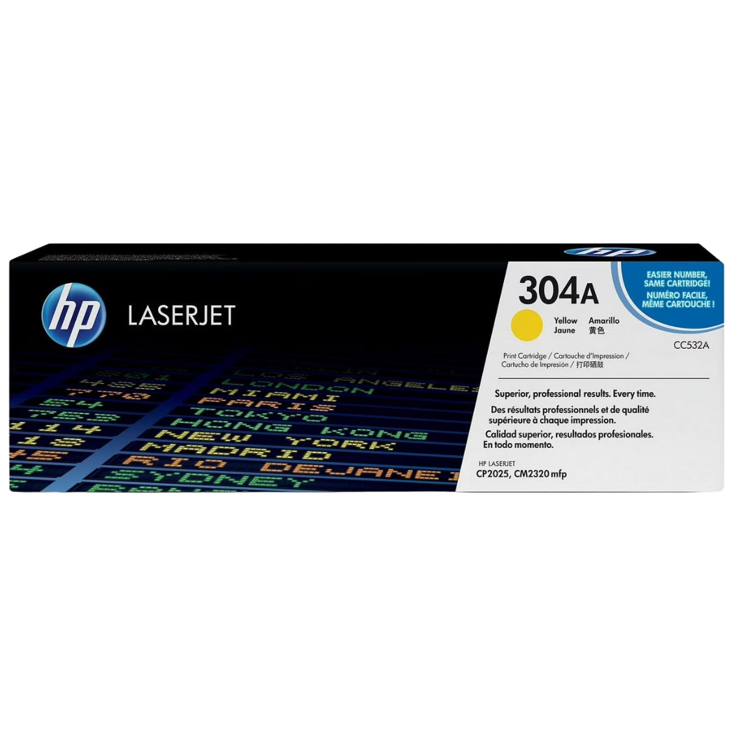 New, Pre-Owned - HP 304A High Yield Yellow LaserJet Toner Cartridge, CC532A
