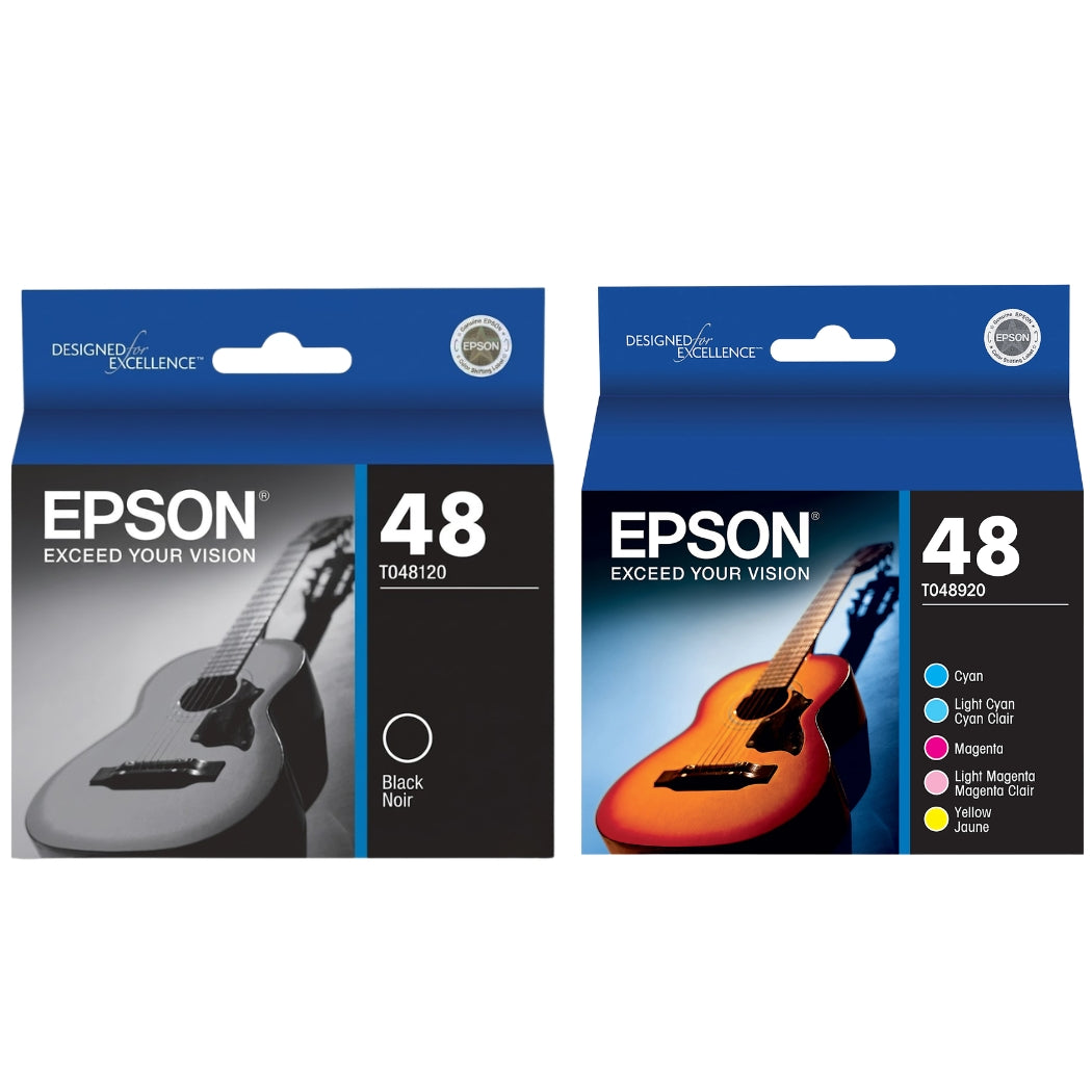 New, Pre-Owned - Epson T0489 Black, Cyan, Light Cyan, Magenta, Light Magenta, Yellow Ink Cartridges, Pack Of 6, T048920