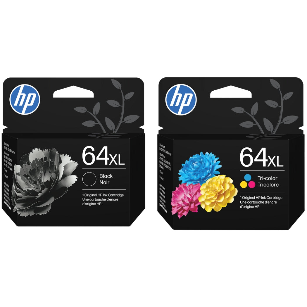 New, Pre-Owned - HP 64XL Black and Tri-Color Ink Cartridge-2 Pack