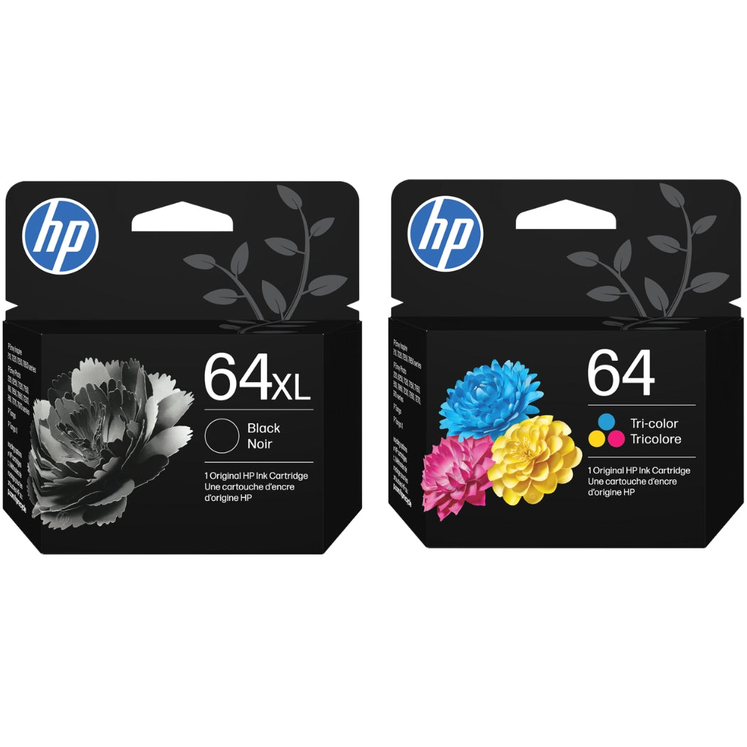 New, Pre-Owned - HP 64XL Black and 64 Tri-Color Ink Cartridge-2 Pack