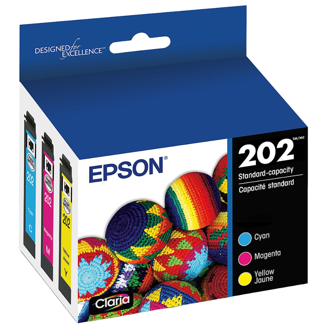 New, Pre-Owned - Epson 202 Standard Yield Multi-Color (3-Pack) Ink Cartridge, T202520-S