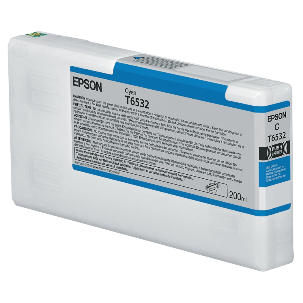 New, Pre-Owned - Epson T6532 Cyan Ink Cartridge, T653200