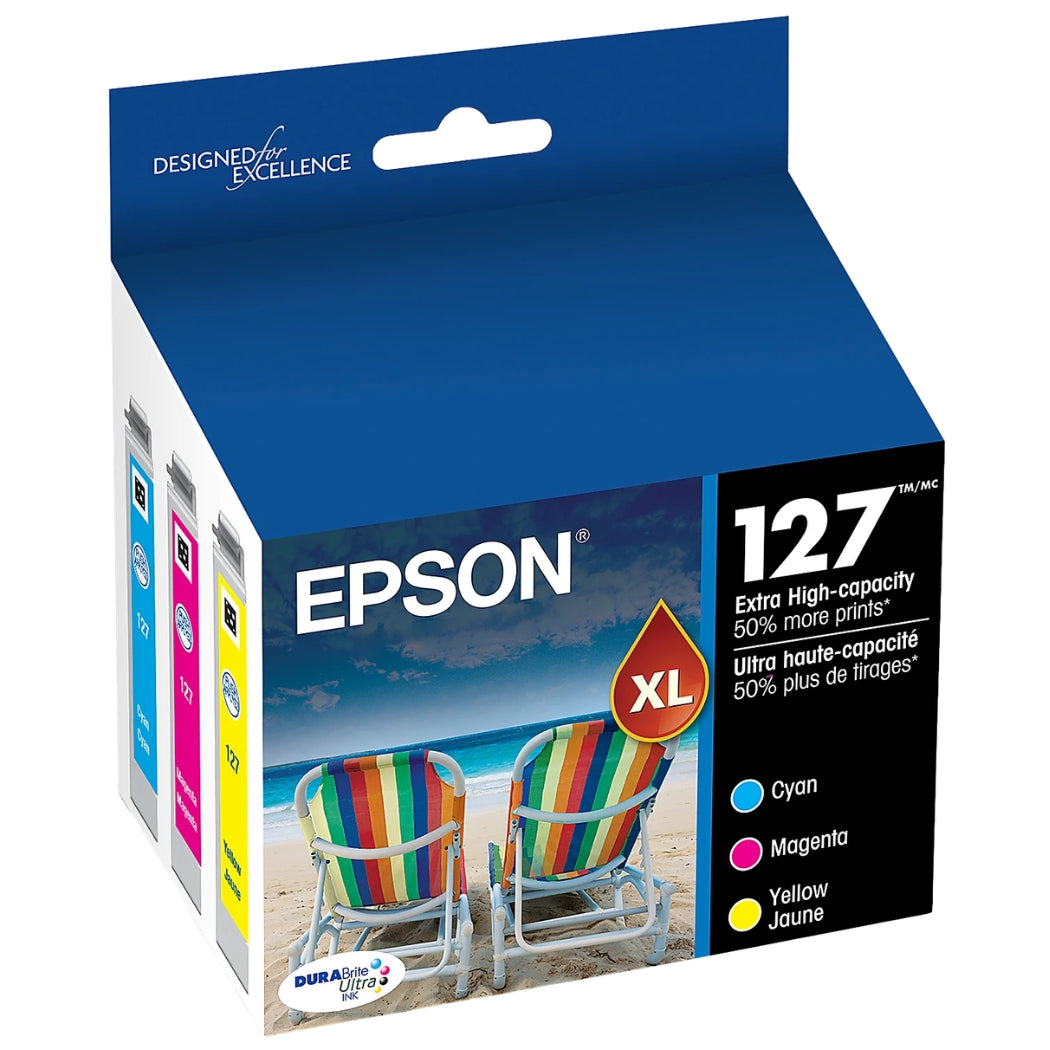 New, Pre-Owned - Epson 127XL Cyan, Magenta and Yellow ink cartridge