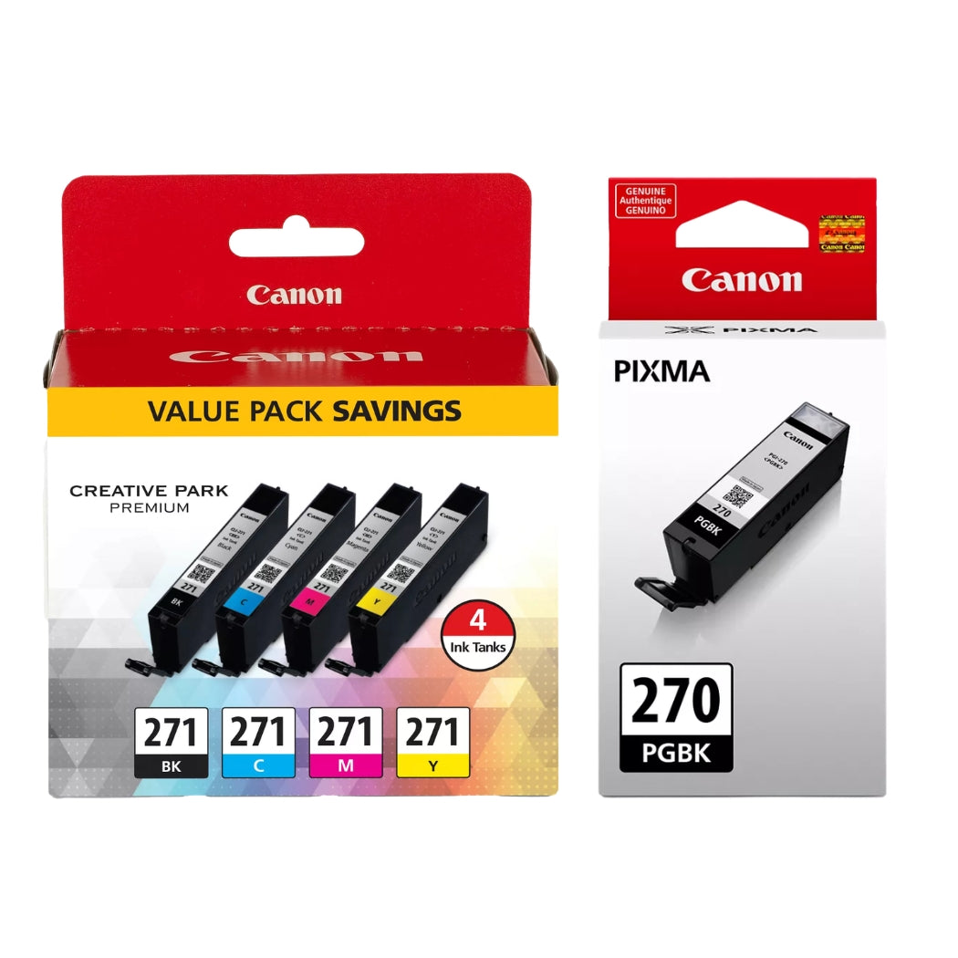 New, Pre-Owned - Canon (PGI-270 and CLI-271) Black & Tri-color Ink Cartridge (5-pack)