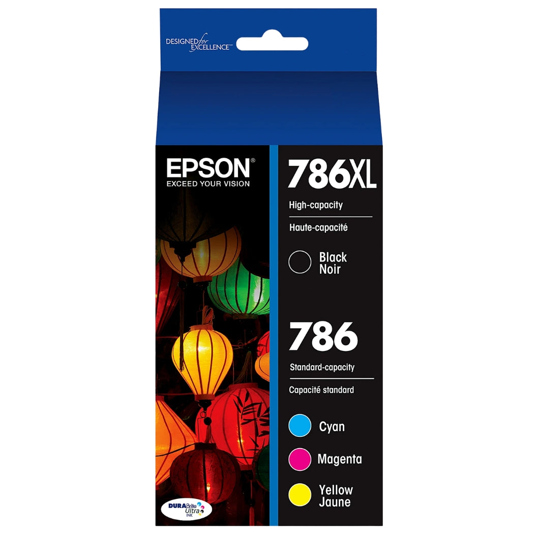 New, Pre-Owned - Epson 786XL Black and 786 Cyan, Magenta, Yellow Ink Cartridges