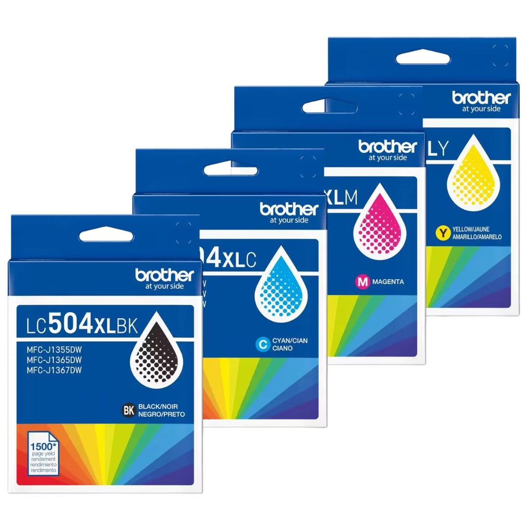 New, Pre-Owned - Brother LC504XL High Yield Multi-Color (BCMY) Ink Cartridge, 4-Pack