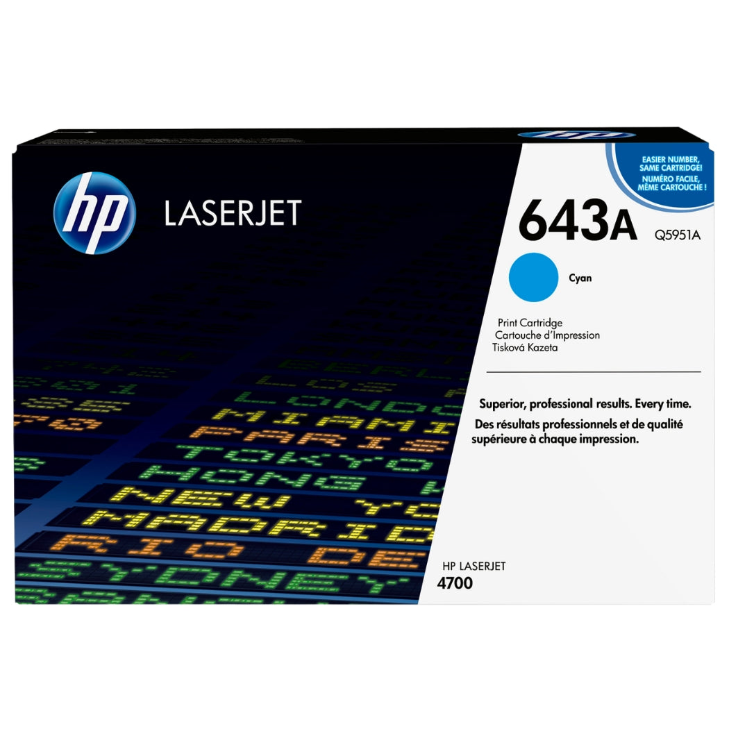 New, Pre-Owned - HP 643A Standard-Yield Cyan Laser Toner Cartridge, Q5951A