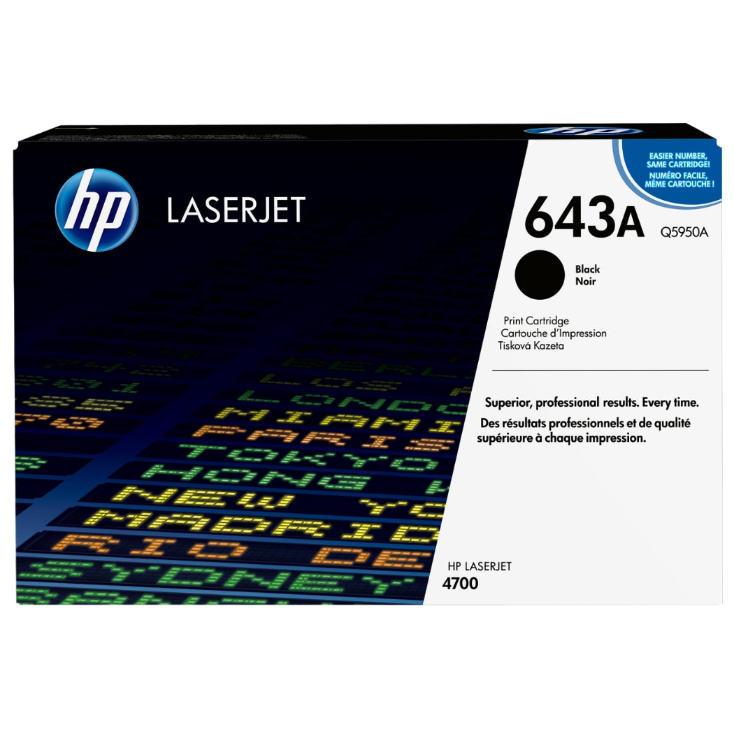 New, Pre-Owned - HP 643A Standard-Yield Black Laser Toner Cartridge, Q5950A