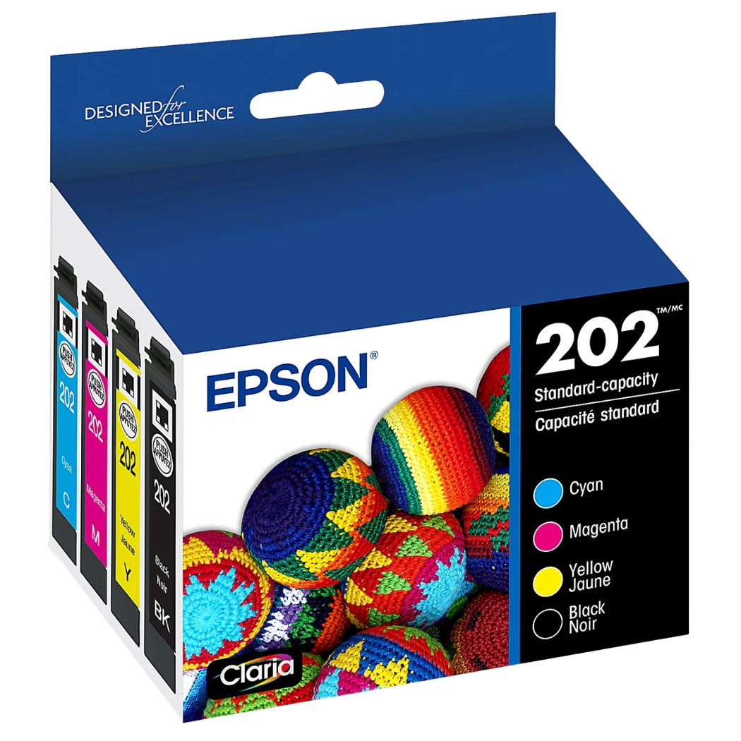 New, Pre-Owned - Epson 202 Standard Capacity Black, Cyan, Magenta & Yellow Ink Cartridges