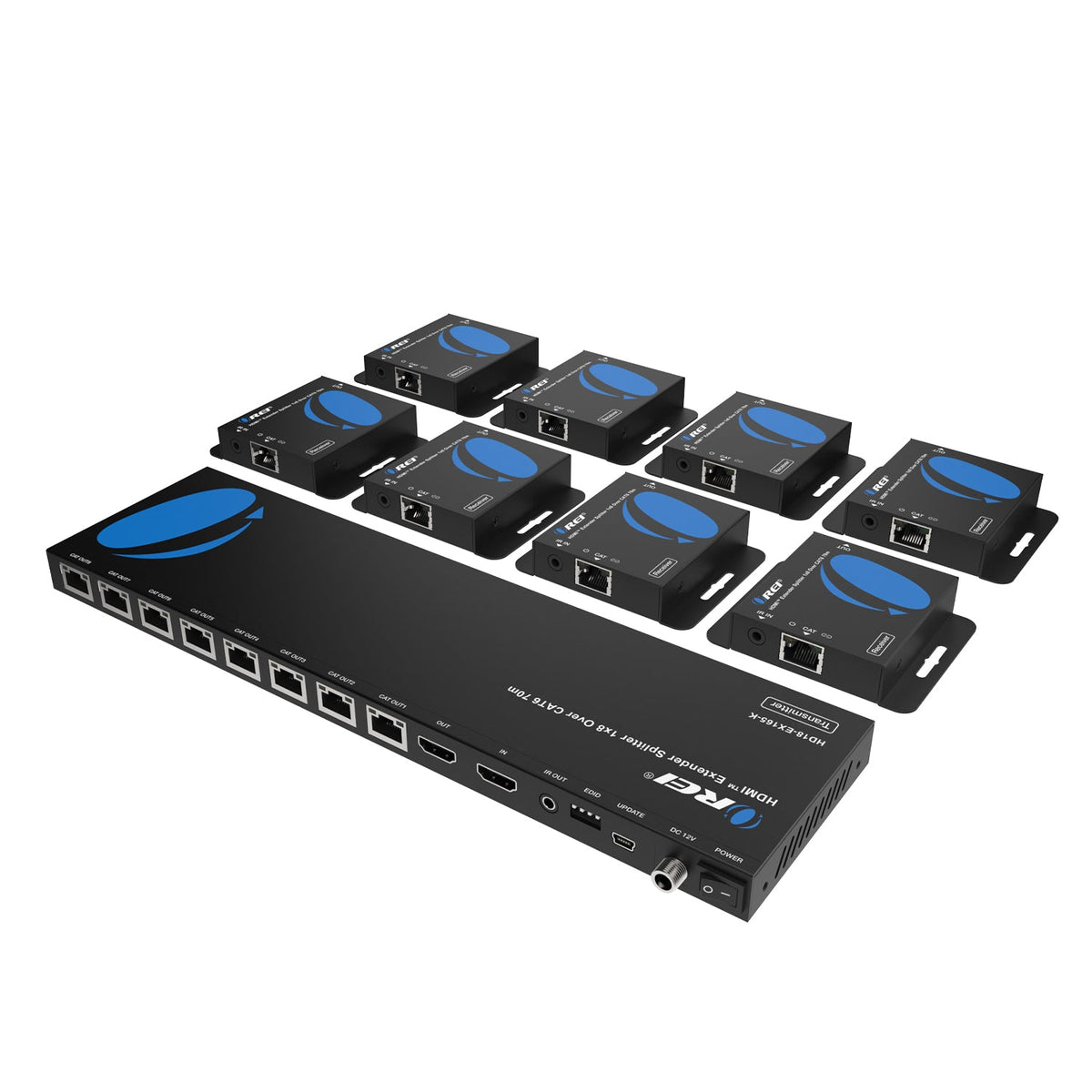4K@30Hz 1x8 HDMI™ Extender Splitter (Loop) - 230ft (cat6)-HD18-EX165-K