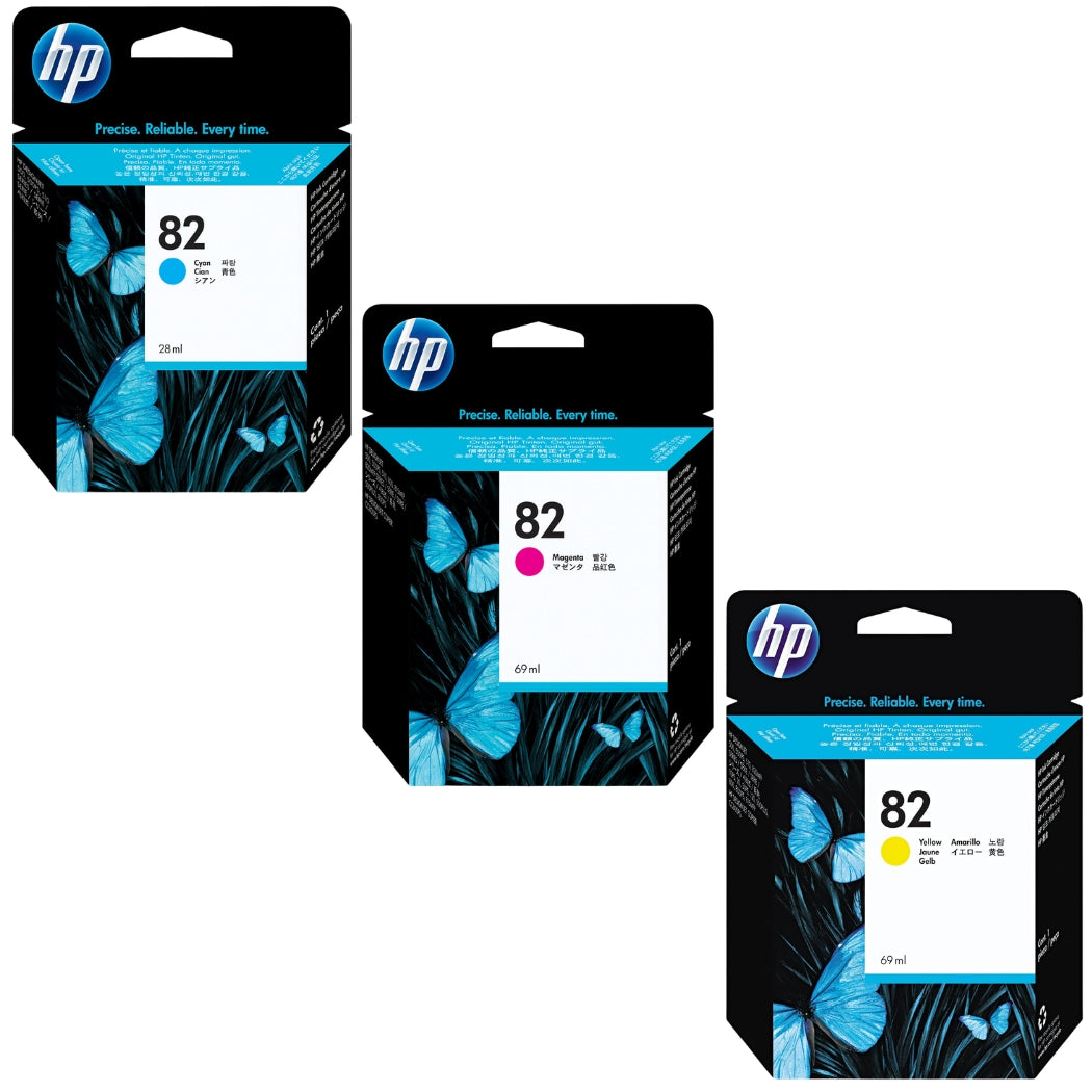 New, Pre-Owned - HP 82 69-ml Magenta, Cyan, Yellow Ink Cartridge, 3 Pack