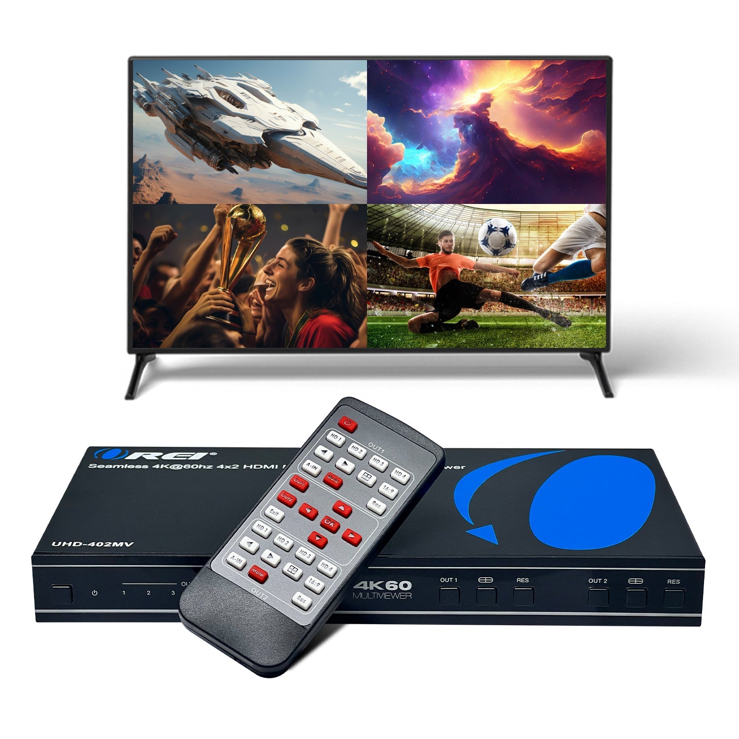 4K@60hz 4x2 HDMI™ Matrix (Seamless, Audio Extract, MultiView)-UHD-402MV