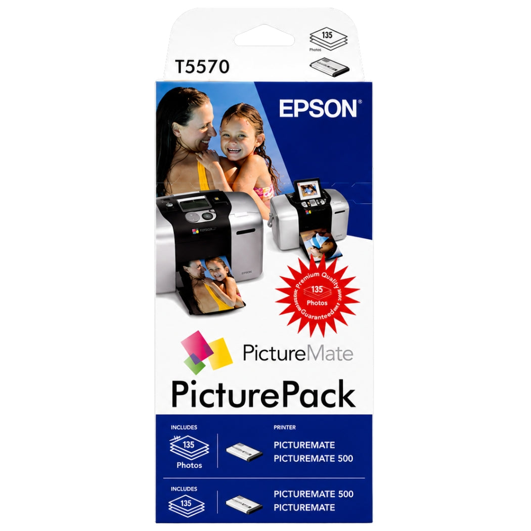 New, Pre-Owned - Epson T557 Colour Ink Cartridge & Photo Paper Pack, C13T557040BH