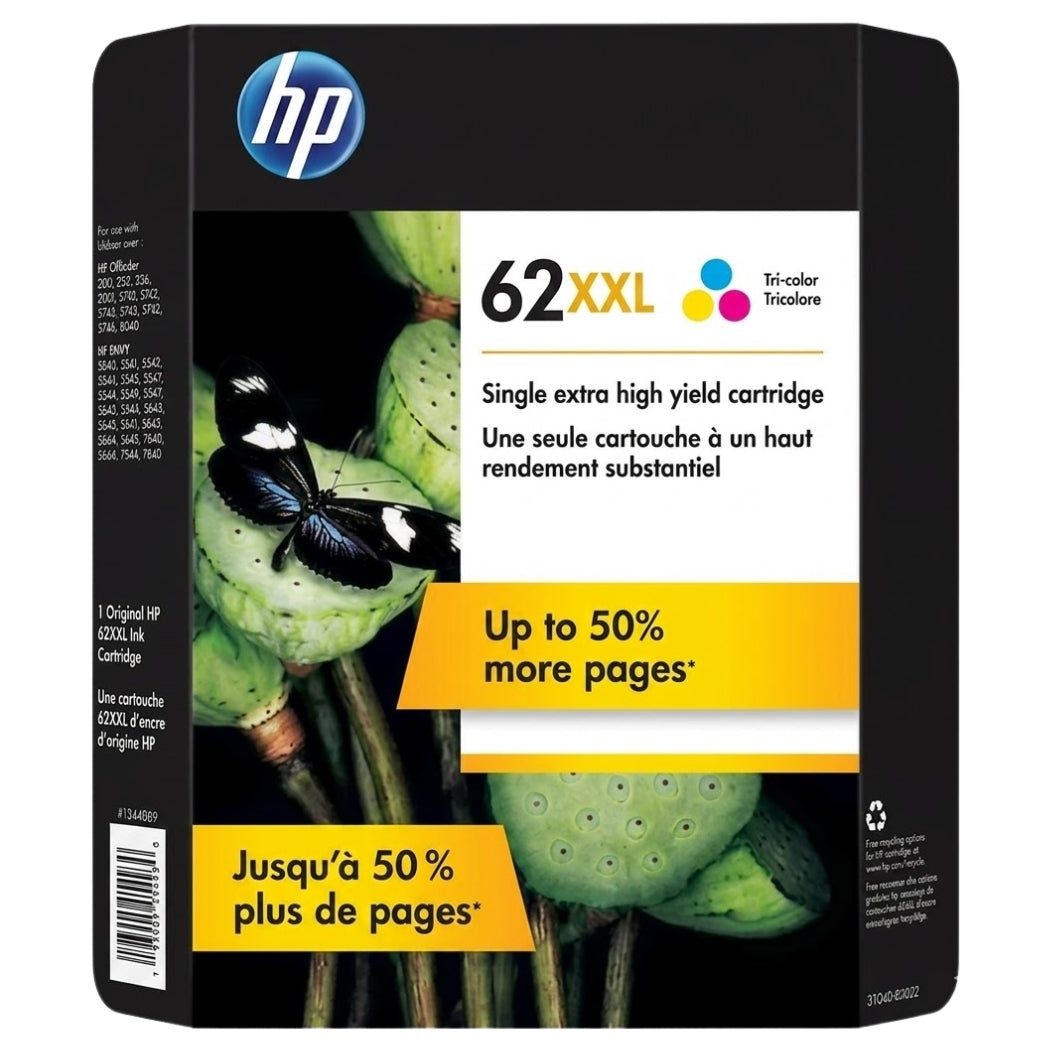 New, Pre-Owned - HP 62XXL (3YQ40A) Extra High Yield Tri-Color Ink Cartridge