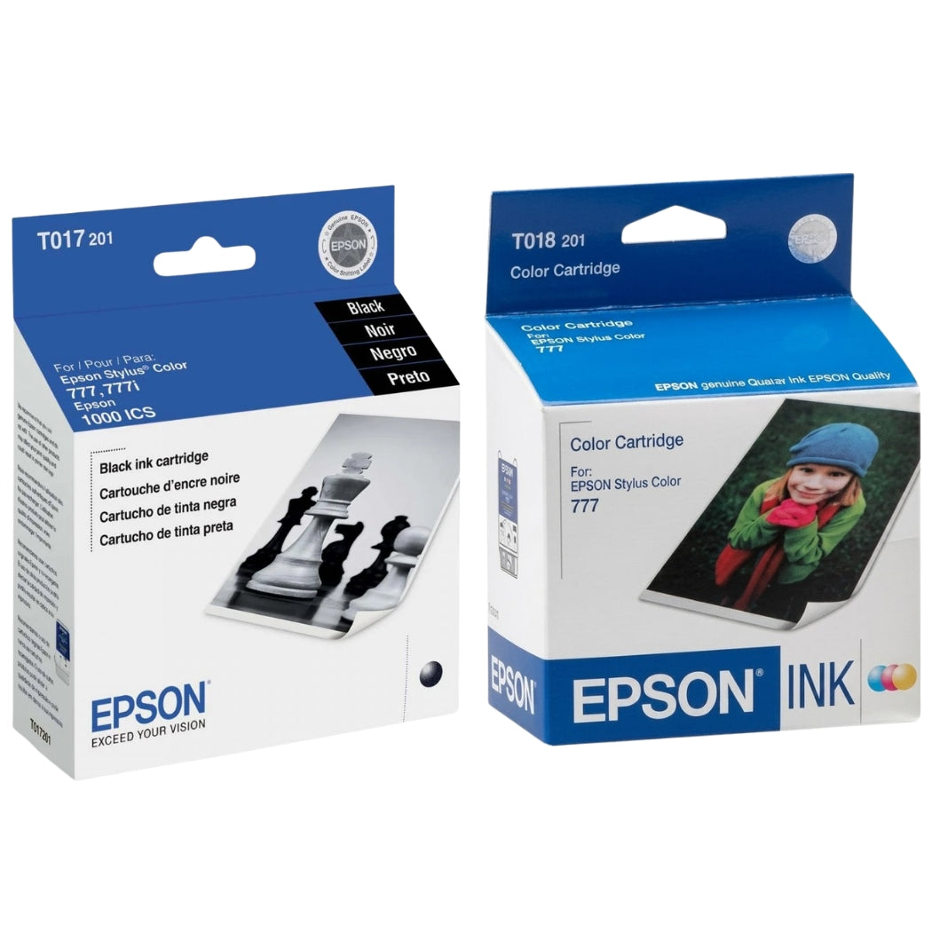 New, Pre-Owned - Epson T017 Black T018 Color Ink Cartridges