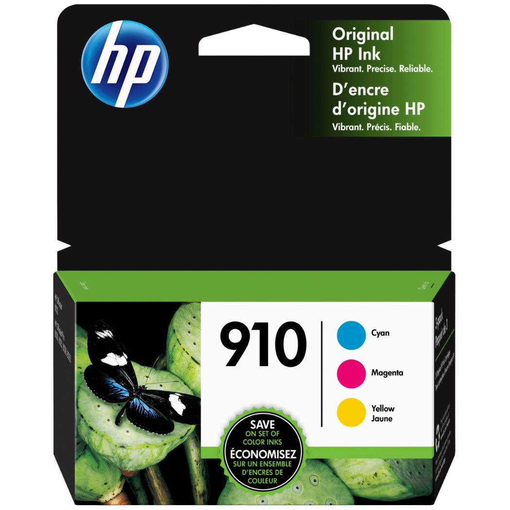 New, Pre-Owned - HP 910 Ink Cartridges - Cyan, Magenta, Yellow, 3 Cartridges