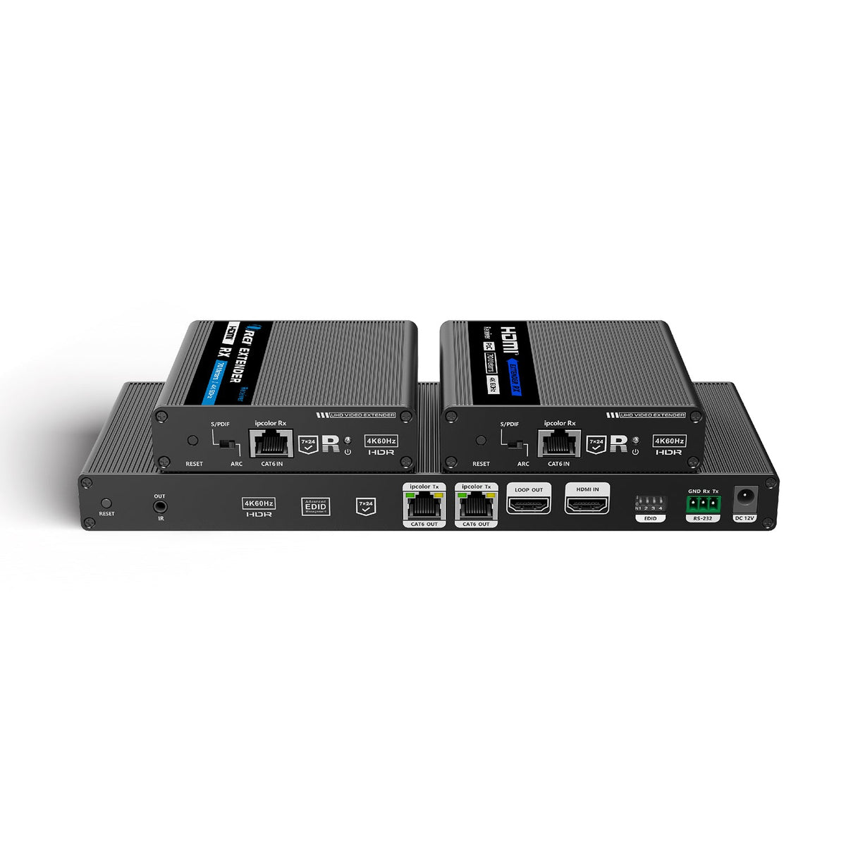 4K@60hz 1x2 HDMI™ Extender Splitter (Loop, IR) - 230ft (cat6) (UHD12-IPC230-K)