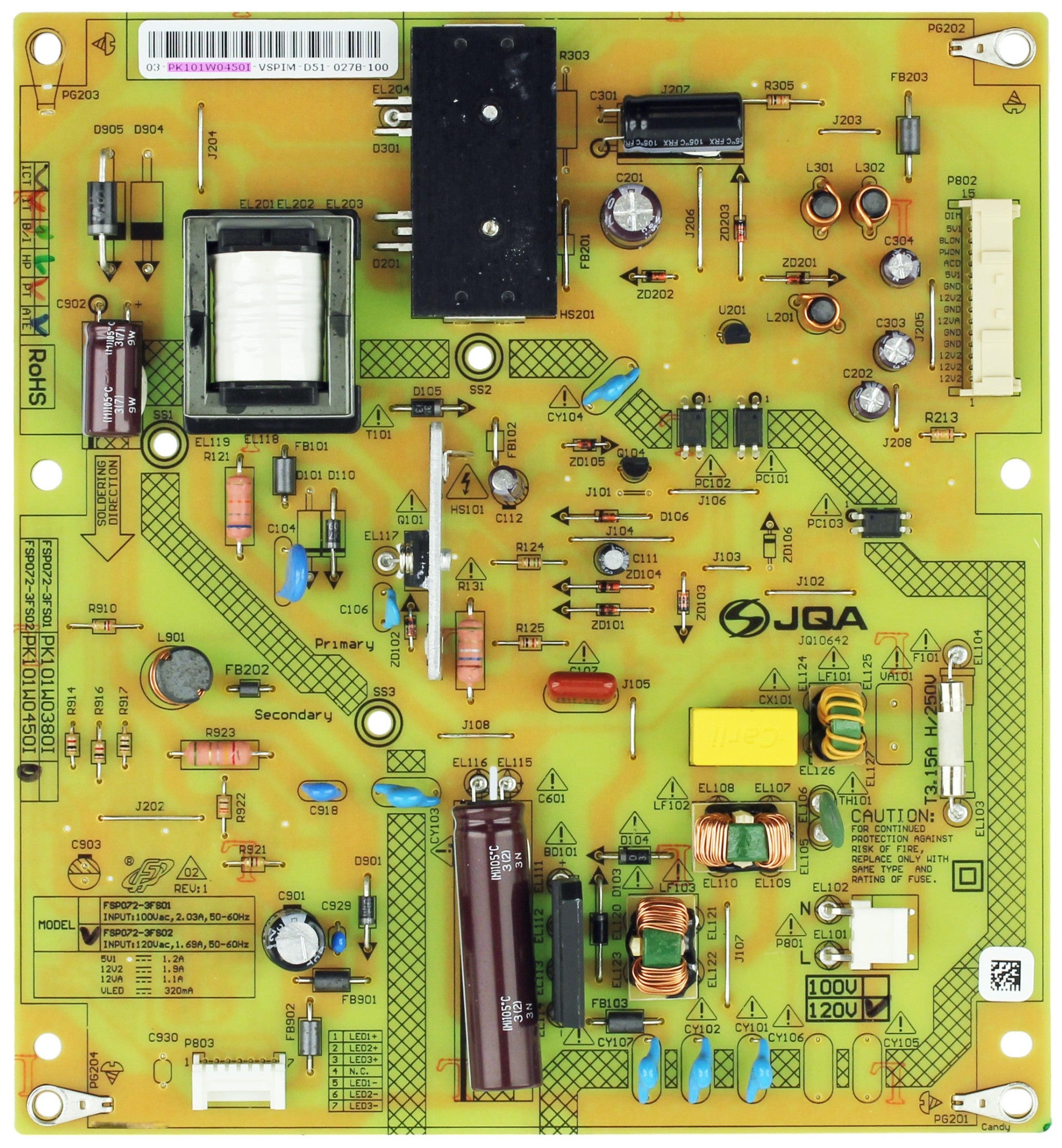 Toshiba 75037429 Power Supply / LED Board for 32L1400U