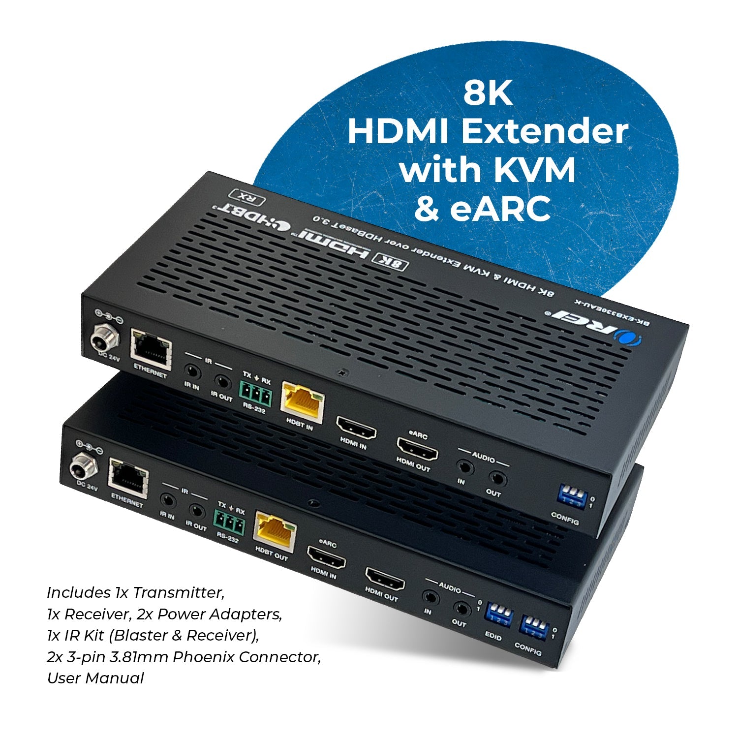 8K HDBaseT 3.0 HDMI™ Extender (Loop, USB, eARC, LAN) - 330ft (cat6) (BK-EXB330EAU-K)