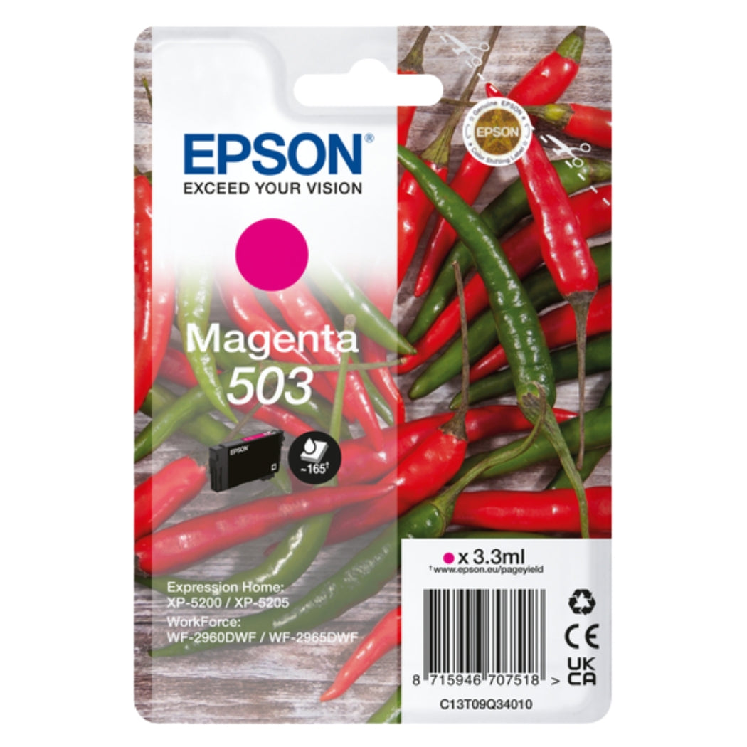 New, Pre-Owned - Epson 503 Standard Yield Magenta Ink Cartridge, C13T09Q34010
