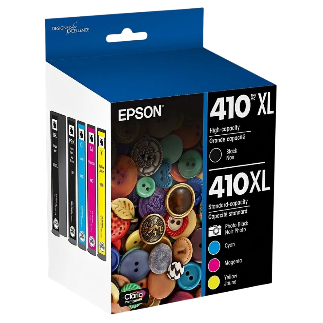 New, Pre-Owned - Epson 410XL Black, Photo Black and Color Ink Cartridges
