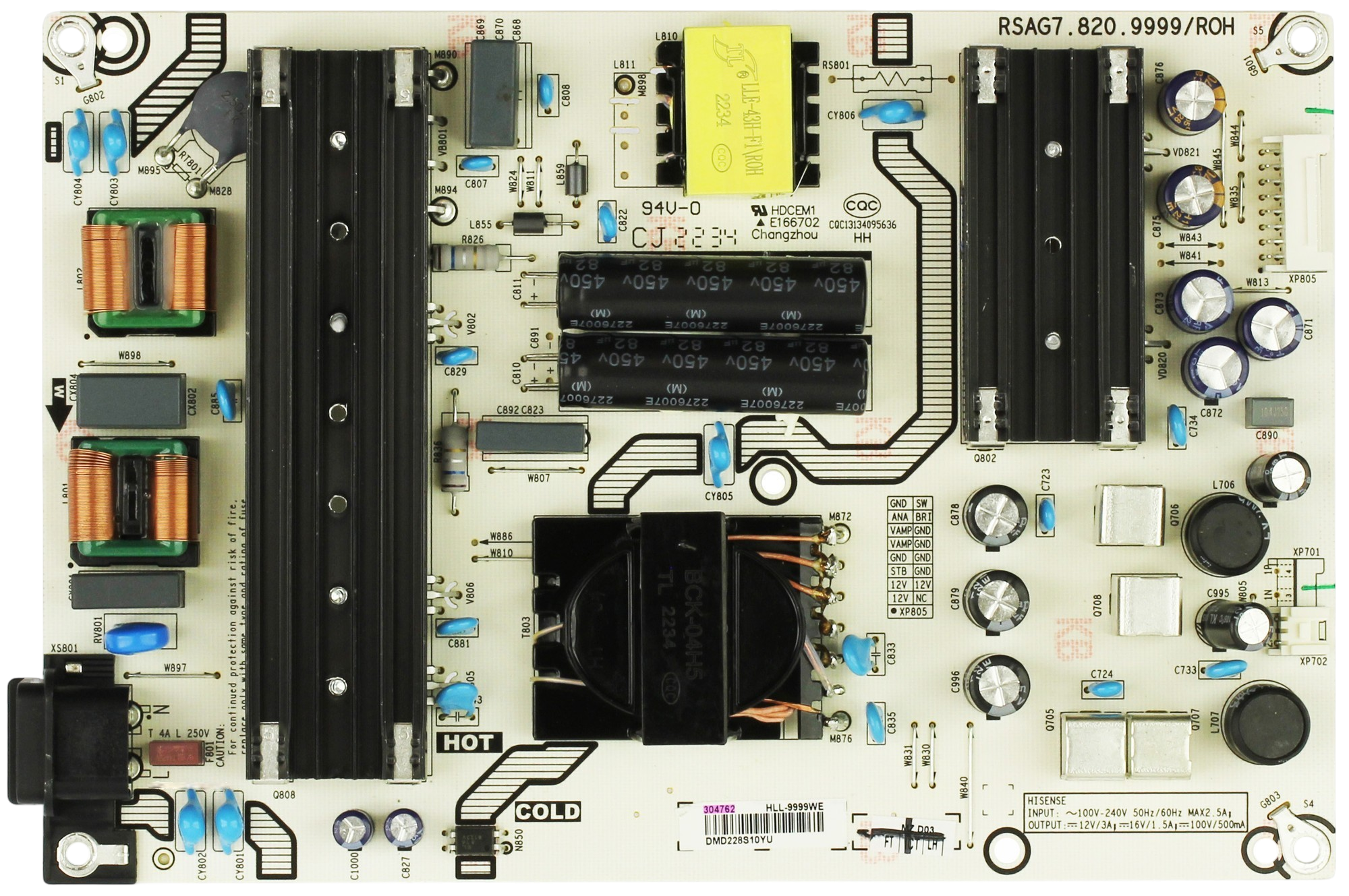 304762 Hisense Power Supply, HLL-9999WE, RSAG7.820.9999/ROH, 65A6H