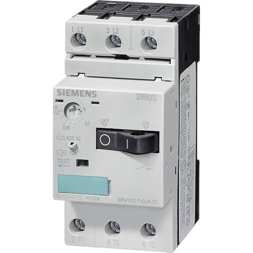 Siemens 3RV1011-0HA10 CIRCUIT-BREAKER SIZE S00, FOR MOTOR PROTECTION, CLASS 10, A-REL.0.55.0.8A, N-REL.10 A SCREW TERMINAL, STANDARD SWITCHING CAPACITY, White (Refurbished)