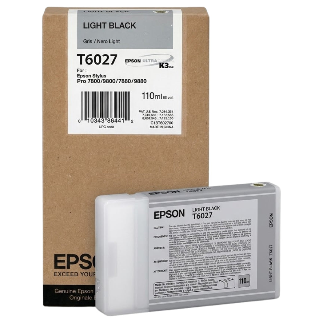 New, Pre-Owned - Epson T6027 Standard Yield Light Black Ink Cartridge, T602700