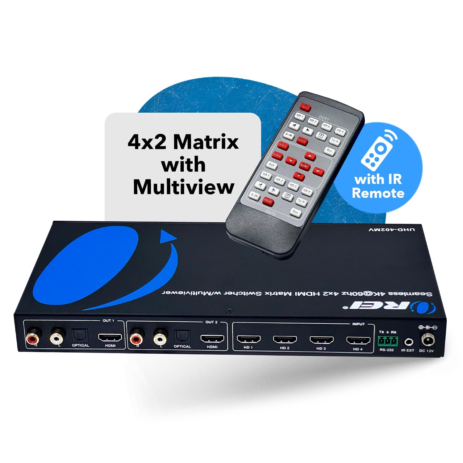 4K@60hz 4x2 HDMI™ Matrix (Seamless, Audio Extract, MultiView)-UHD-402MV