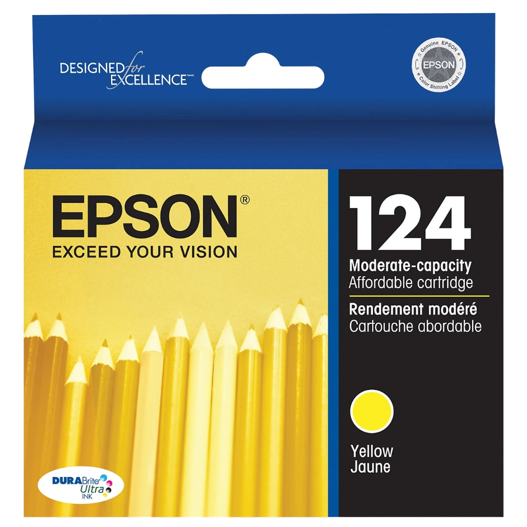New, Pre-Owned - Epson T124 Standard Yield Yellow Ink Cartridge, T124420